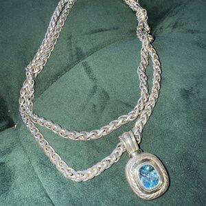 David Yurman Blue Topaz Double Strand Necklace